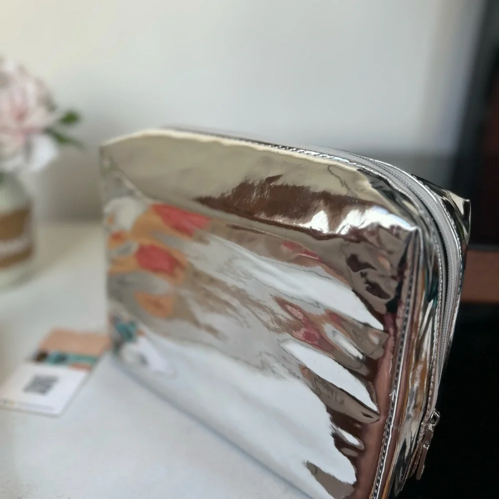 designed by cali PU Leather Holographic Makeup Cosmetic Bag Toiletries Organizer